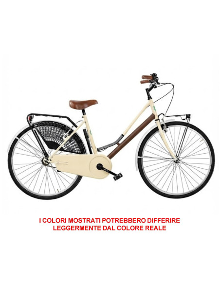 BICI DA DONNA LINEA OLANDA BICICLETTA CITY BIKE OL26 SENZA CAMBIO 1V COMPLETA DI ACCESSORI CON LUCI A LED