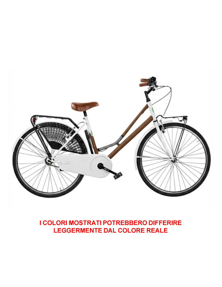 BICI DA DONNA LINEA OLANDA BICICLETTA CITY BIKE OL26 SENZA CAMBIO 1V COMPLETA DI ACCESSORI CON LUCI A LED
