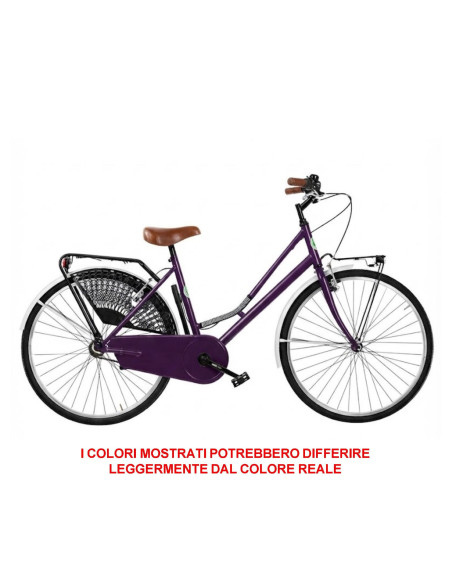 BICI DA DONNA LINEA OLANDA BICICLETTA CITY BIKE OL26 SENZA CAMBIO 1V COMPLETA DI ACCESSORI CON LUCI A LED