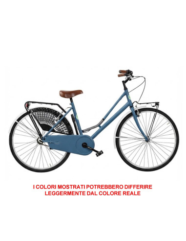 BICI DA DONNA LINEA OLANDA BICICLETTA CITY BIKE OL26 SENZA CAMBIO 1V COMPLETA DI ACCESSORI CON LUCI A LED