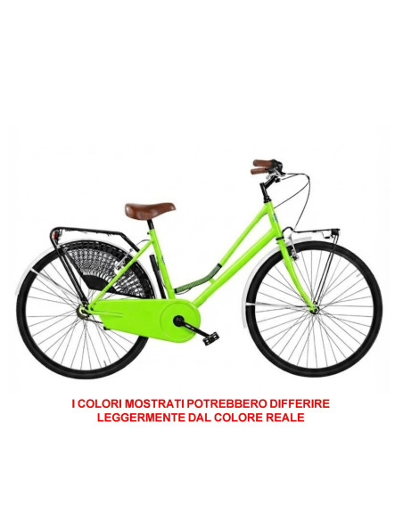 BICI DA DONNA LINEA OLANDA BICICLETTA CITY BIKE OL26 SENZA CAMBIO 1V COMPLETA DI ACCESSORI CON LUCI A LED