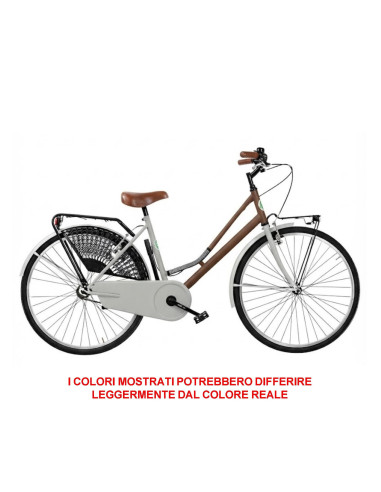 BICI DA DONNA LINEA OLANDA BICICLETTA CITY BIKE OL26 SENZA CAMBIO 1V COMPLETA DI ACCESSORI CON LUCI A LED
