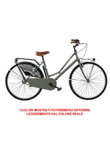 BICI DA DONNA LINEA OLANDA BICICLETTA CITY BIKE OL26 SENZA CAMBIO 1V COMPLETA DI ACCESSORI CON LUCI A LED