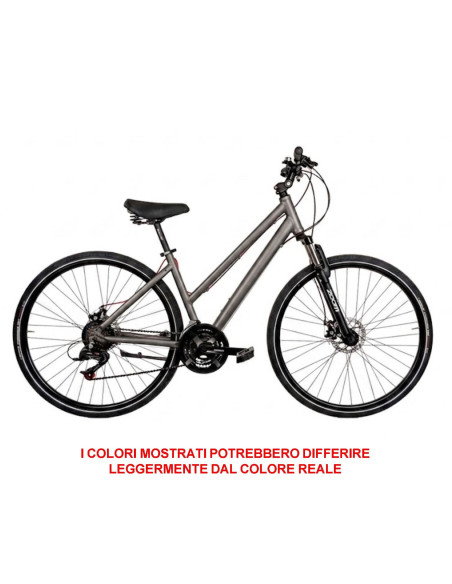 BICI DA DONNA IBRIDO BICICLETTA MISURA 28 TELAIO IN ALLUMINIO CON CAMBIO 21V FORCELLA AMMORTIZZATA FRENO A DISCO MECCANICO