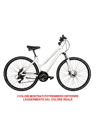 BICI DA DONNA IBRIDO BICICLETTA MISURA 28 TELAIO IN ALLUMINIO CON CAMBIO 21V FORCELLA AMMORTIZZATA FRENO A DISCO MECCANICO