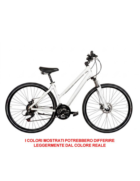 BICI DA DONNA IBRIDO BICICLETTA MISURA 28 TELAIO IN ALLUMINIO CON CAMBIO 21V FORCELLA AMMORTIZZATA FRENO A DISCO MECCANICO