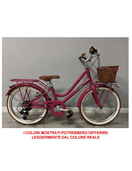 BICI DA BAMBINA STILE VINTAGE MISURA 20 BICICLETTA BIMBA CAMBIO 7V COMPLETA DI ACCESSORI CON CESTINO E LUCI A LED