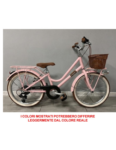 BICI DA BAMBINA STILE VINTAGE MISURA 20 BICICLETTA BIMBA CAMBIO 7V COMPLETA DI ACCESSORI CON CESTINO E LUCI A LED
