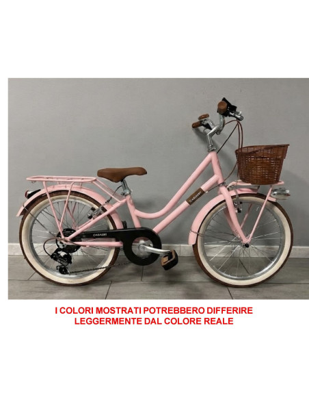 BICI DA BAMBINA STILE VINTAGE MISURA 20 BICICLETTA BIMBA CAMBIO 7V COMPLETA DI ACCESSORI CON CESTINO E LUCI A LED