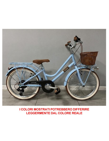 BICI DA BAMBINA STILE VINTAGE MISURA 24 BICICLETTA BIMBA CAMBIO 6V COMPLETA DI ACCESSORI CON CESTINO E LUCI A LED