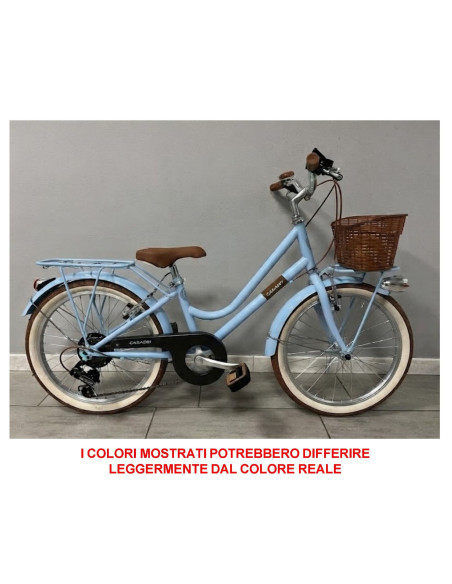BICI DA BAMBINA STILE VINTAGE MISURA 24 BICICLETTA BIMBA CAMBIO 6V COMPLETA DI ACCESSORI CON CESTINO E LUCI A LED