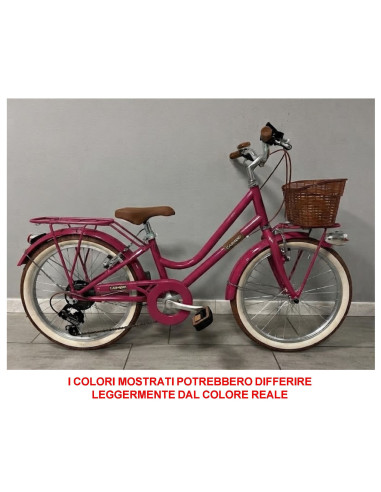 BICI DA BAMBINA STILE VINTAGE MISURA 24 BICICLETTA BIMBA CAMBIO 6V COMPLETA DI ACCESSORI CON CESTINO E LUCI A LED