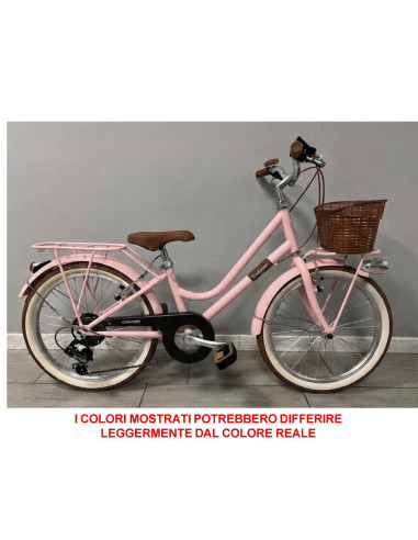 BICI DA BAMBINA STILE VINTAGE MISURA 24 BICICLETTA BIMBA CAMBIO 6V COMPLETA DI ACCESSORI CON CESTINO E LUCI A LED