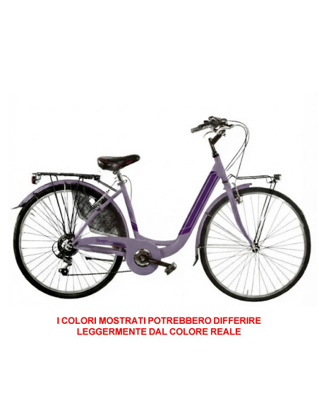 BICI DA DONNA MISURA 26 X 1,38 BICICLETTA LINEA VENERE CITY BIKE CON CAMBIO 6V COMPLETA DI ACCESSORI CON LUCI A LED