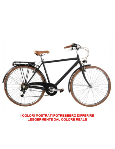BICI MISURA 28 LINEA RETRO BICICLETTA UOMO RETRO6VU CAMBIO 6V COMPLETA DI ACCESSORI LUCI A LED FINITURE MARRONI