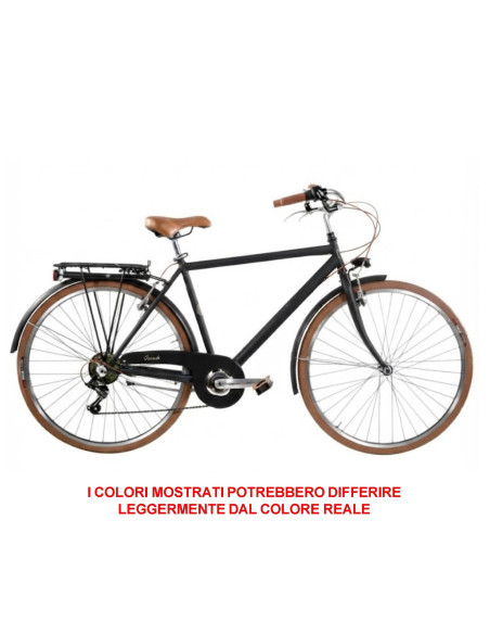 BICI MISURA 28 LINEA RETRO BICICLETTA UOMO RETRO6VU CAMBIO 6V COMPLETA DI ACCESSORI LUCI A LED FINITURE MARRONI
