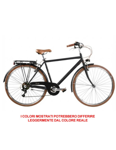 BICI MISURA 28 LINEA RETRO BICICLETTA UOMO RETRO6VU CAMBIO 6V COMPLETA DI ACCESSORI LUCI A LED FINITURE MARRONI