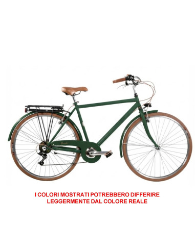 BICI MISURA 28 LINEA RETRO BICICLETTA UOMO RETRO6VU CAMBIO 6V COMPLETA DI ACCESSORI LUCI A LED FINITURE MARRONI