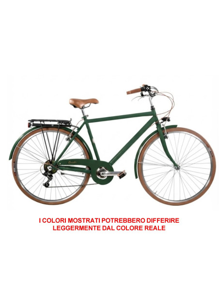 BICI MISURA 28 LINEA RETRO BICICLETTA UOMO RETRO6VU CAMBIO 6V COMPLETA DI ACCESSORI LUCI A LED FINITURE MARRONI