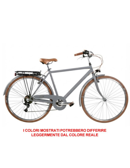 BICI MISURA 28 LINEA RETRO BICICLETTA UOMO RETRO6VU CAMBIO 6V COMPLETA DI ACCESSORI LUCI A LED FINITURE MARRONI