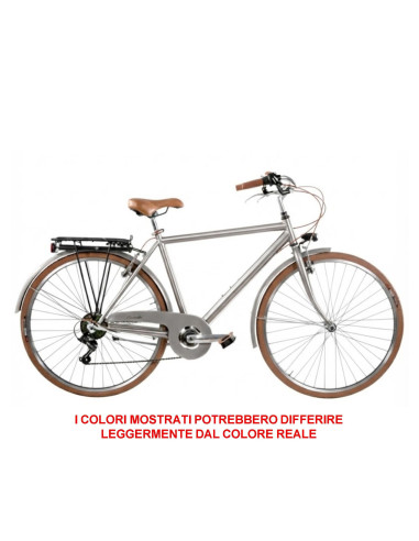 BICI MISURA 28 LINEA RETRO BICICLETTA UOMO RETRO6VU CAMBIO 6V COMPLETA DI ACCESSORI LUCI A LED FINITURE MARRONI