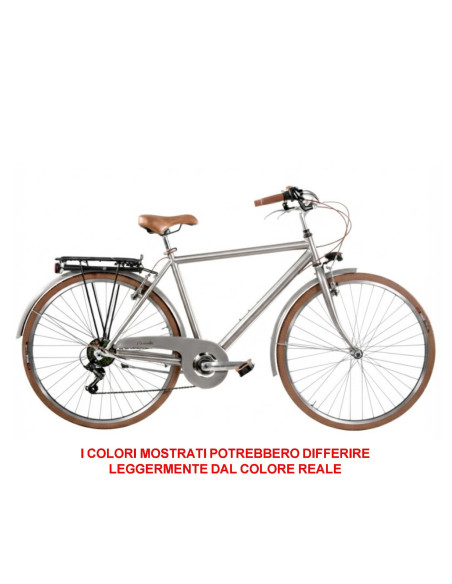 BICI MISURA 28 LINEA RETRO BICICLETTA UOMO RETRO6VU CAMBIO 6V COMPLETA DI ACCESSORI LUCI A LED FINITURE MARRONI