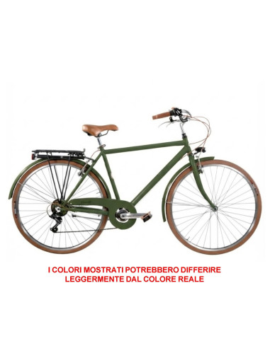 BICI MISURA 28 LINEA RETRO BICICLETTA UOMO RETRO6VU CAMBIO 6V COMPLETA DI ACCESSORI LUCI A LED FINITURE MARRONI