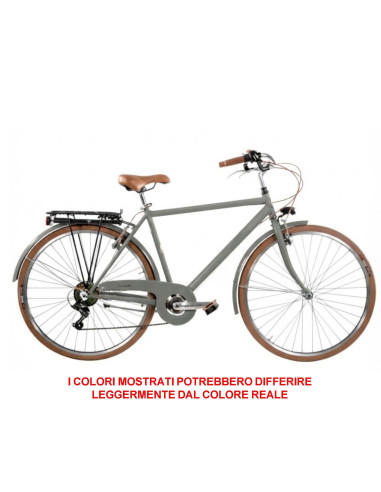 BICI MISURA 28 LINEA RETRO BICICLETTA UOMO RETRO6VU CAMBIO 6V COMPLETA DI ACCESSORI LUCI A LED FINITURE MARRONI