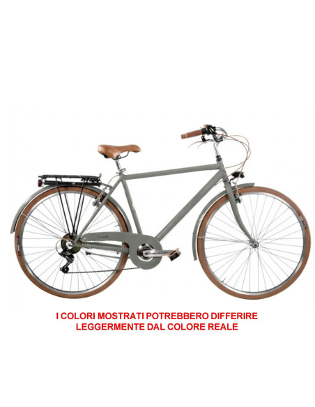 BICI MISURA 28 LINEA RETRO BICICLETTA UOMO RETRO6VU CAMBIO 6V COMPLETA DI ACCESSORI LUCI A LED FINITURE MARRONI