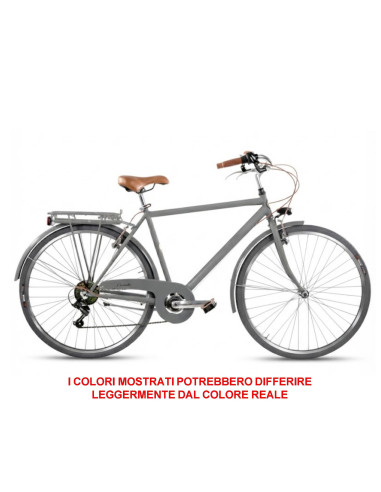BICI MISURA 28 LINEA RETRO BICICLETTA UOMO RETRO6VU CAMBIO 6V COMPLETA DI ACCESSORI LUCI A LED FINITURE MARRONI