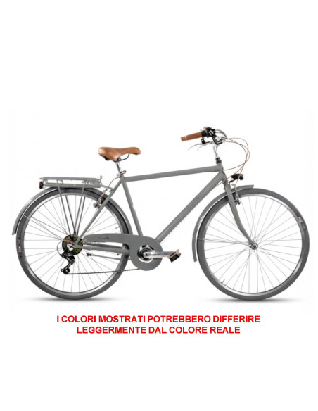 BICI MISURA 28 LINEA RETRO BICICLETTA UOMO RETRO6VU CAMBIO 6V COMPLETA DI ACCESSORI LUCI A LED FINITURE MARRONI