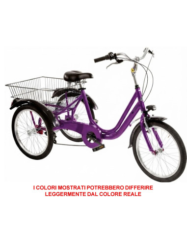 BICI A TRE RUOTE MISURA 20 BICICLETTA UNISEX TR20 CON CAMBIO 6V TELAIO IN ALLUMINIO COMPLETA DI ACCESSORI E LUCI A LED