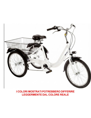 BICI A TRE RUOTE MISURA 20 BICICLETTA UNISEX TR20 CON CAMBIO 6V TELAIO IN ALLUMINIO COMPLETA DI ACCESSORI E LUCI A LED