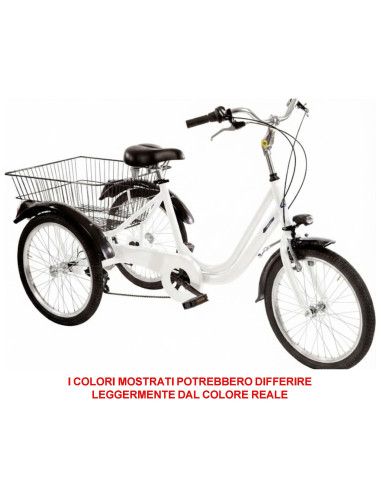 BICI A TRE RUOTE MISURA 24 BICICLETTA UNISEX TR24 CON CAMBIO 6V TELAIO IN ALLUMINIO COMPLETA DI ACCESSORI E LUCI A LED