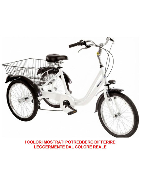 BICI A TRE RUOTE MISURA 24 BICICLETTA UNISEX TR24 CON CAMBIO 6V TELAIO IN ALLUMINIO COMPLETA DI ACCESSORI E LUCI A LED