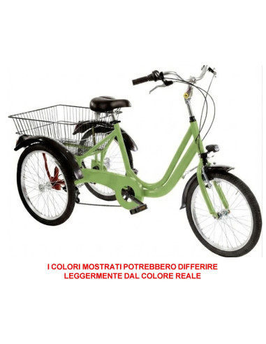 BICI A TRE RUOTE MISURA 24 BICICLETTA UNISEX TR24 CON CAMBIO 6V TELAIO IN ALLUMINIO COMPLETA DI ACCESSORI E LUCI A LED