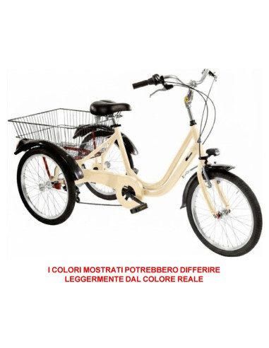 BICI A TRE RUOTE MISURA 24 BICICLETTA UNISEX TR24 CON CAMBIO 6V TELAIO IN ALLUMINIO COMPLETA DI ACCESSORI E LUCI A LED