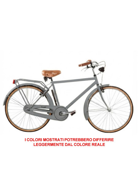 BICI MISURA 28 LINEA RETRO BICICLETTA UOMO RETRO1VU SENZA CAMBIO 1V COMPLETA DI ACCESSORI CON LUCI A LED FINITURE MARRONI