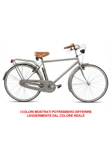 BICI MISURA 28 LINEA RETRO BICICLETTA UOMO RETRO1VU SENZA CAMBIO 1V COMPLETA DI ACCESSORI CON LUCI A LED FINITURE MARRONI
