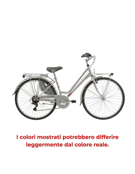 BICI DA DONNA CITY BIKE BICICLETTA MISURA 26 LINEA MOVING CAMBIO 6V MOV26D6V COMPLETA DI ACCESSORI E LUCI A LED