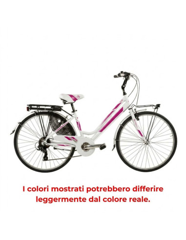 BICI DA DONNA CITY BIKE TELAIO IN ALLUMINIO BICICLETTA MISURA 26 LINEA DEA CAMBIO 6V DEA26D6V COMPLETA DI ACCESSORI E LUCI A LED