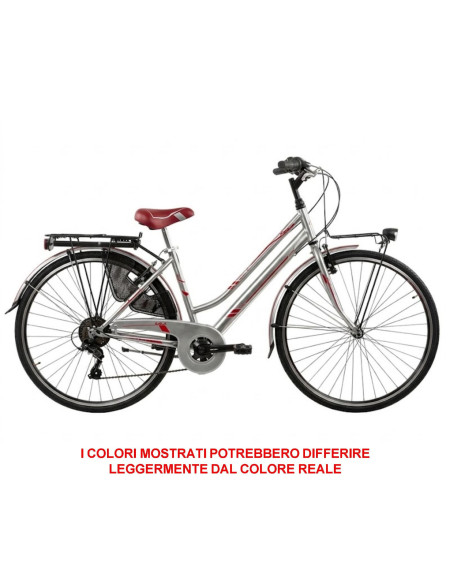 BICI DA DONNA CITY BIKE BICICLETTA MISURA 28 LINEA MOVING CAMBIO 6V MOV28D6V COMPLETA DI ACCESSORI E LUCI A LED