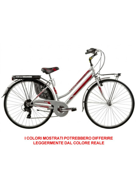 BICI DA DONNA CITY BIKE BICICLETTA MISURA 26 LINEA MOVING LUSSO CAMBIO 6V MOV26D6VL COMPLETA DI ACCESSORI E LUCI A LED
