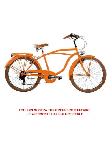 BICI DA UOMO MISURA 26 CITY BIKE BICICLETTA CRUISER STILE AMERICANO CON CAMBIO 6V COMPLETA DI ACCESSORI LUCI A LED