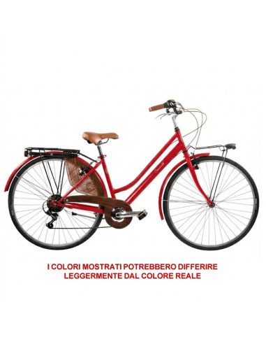 BICI MISURA 28 LINEA RETRO BICICLETTA DONNA RETRO6VD CON CAMBIO 6V COMPLETA DI ACCESSORI CON LUCI A LED FINITURE MARRONI