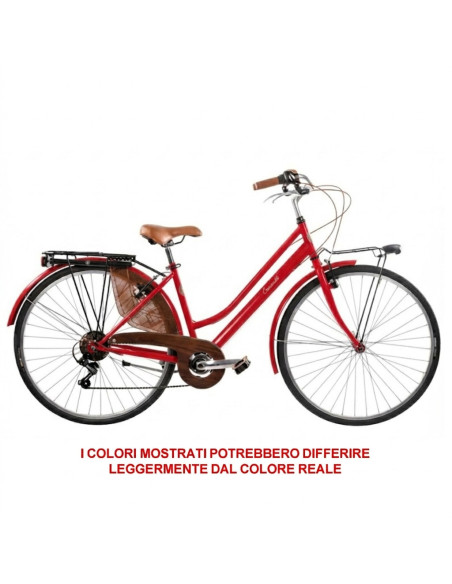 BICI MISURA 28 LINEA RETRO BICICLETTA DONNA RETRO6VD CON CAMBIO 6V COMPLETA DI ACCESSORI CON LUCI A LED FINITURE MARRONI