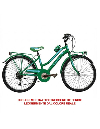 BICI DA RAGAZZA MOUNTAIN BIKE 24 MTB LINCY BICICLETTA LY24C6V CON CAMBIO 6V COMPLETA DI ACCESSORI CON LUCI A LED