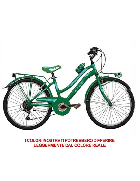BICI DA RAGAZZA MOUNTAIN BIKE 24 MTB LINCY BICICLETTA LY24C6V CON CAMBIO 6V COMPLETA DI ACCESSORI CON LUCI A LED