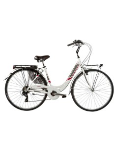 BICI IN ALLUMINIO DA DONNA MISURA 28 BICICLETTA LINEA VENERE CITY BIKE CON CAMBIO 6V COMPLETA DI ACCESSORI CON LUCI A LED 2