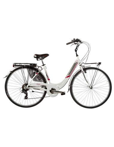 BICI IN ALLUMINIO DA DONNA MISURA 28 BICICLETTA LINEA VENERE CITY BIKE CON CAMBIO 6V COMPLETA DI ACCESSORI CON LUCI A LED